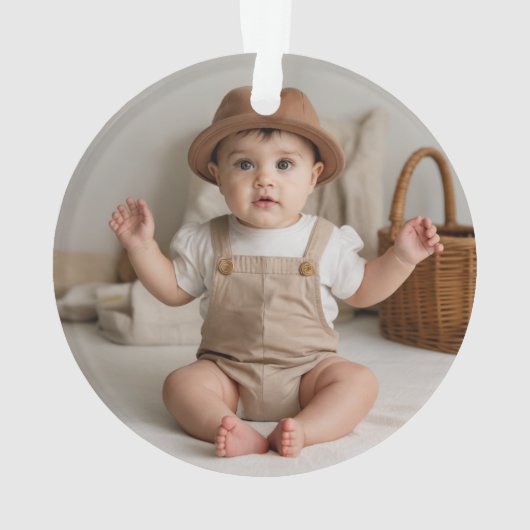 ベビーの初めてのクリスマスと誕生統計の写真 オーナメント (裏面)