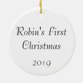 ベビーの初めてのクリスマスのオーナメントのカスタムなオーナメント セラミックオーナメント (裏面)