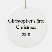 ベビーの初めてのクリスマスのオーナメントのカスタムなベビーのギフト セラミックオーナメント (裏面)