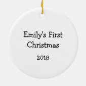 ベビーの初めてのクリスマスのオーナメントのカスタムなベビーのギフト セラミックオーナメント (裏面)