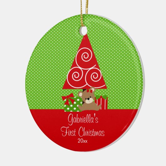 ベビーの初めてのクリスマスのオーナメントのクリスマスツリー セラミックオーナメント (左)