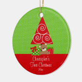 ベビーの初めてのクリスマスのオーナメントのクリスマスツリー セラミックオーナメント (左)