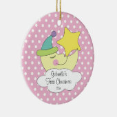 ベビーの初めてのクリスマスのオーナメントのピンクの月 セラミックオーナメント (右)