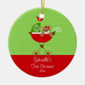 ベビーの初めてのクリスマスのオーナメントの乳母車 セラミックオーナメント (正面)