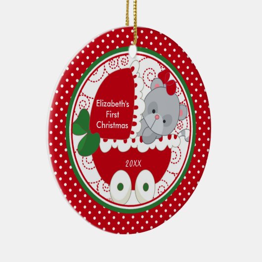 ベビーの初めてのクリスマスのオーナメントの大切な子猫 セラミックオーナメント (右)