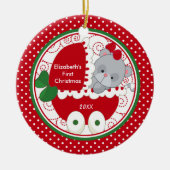 ベビーの初めてのクリスマスのオーナメントの大切な子猫 セラミックオーナメント (正面)