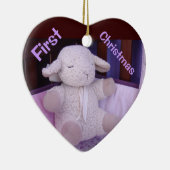 ベビーの初めてのクリスマスのオーナメントの詰まったな子ヒツジ セラミックオーナメント (右)