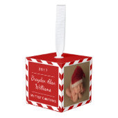 ベビーの初めてのクリスマスのオーナメント|の一突きあなたの色 キューブオーナメント (正面アングル)