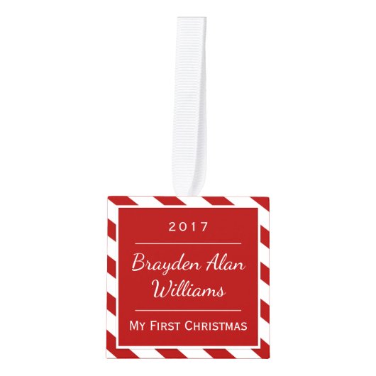 ベビーの初めてのクリスマスのオーナメント|の一突きあなたの色 キューブオーナメント (正面)