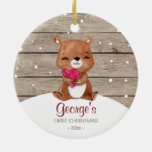 ベビーの初めてのクリスマスのオーナメント|の水彩画くま セラミックオーナメント (裏面)