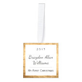 ベビーの初めてのクリスマスのオーナメント|の素朴な木 キューブオーナメント (正面)