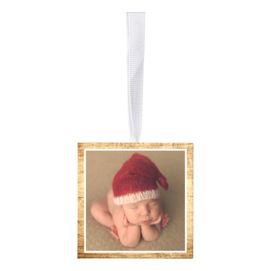 ベビーの初めてのクリスマスのオーナメント|の素朴な木 キューブオーナメント (右)