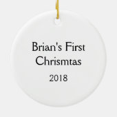 ベビーの初めてのクリスマスのパーソナライズなオーナメントのキツネの芸術 セラミックオーナメント (裏面)