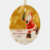 ベビーの初めてのクリスマスのパーソナライズなサンタのオーナメント セラミックオーナメント (右)