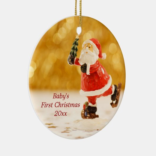 ベビーの初めてのクリスマスのパーソナライズなサンタのオーナメント セラミックオーナメント (右)