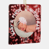 ベビーの初めてのクリスマスのパーソナライズな写真 セラミックオーナメント (右)