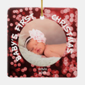 ベビーの初めてのクリスマスのパーソナライズな写真 セラミックオーナメント (裏面)