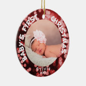 ベビーの初めてのクリスマスのパーソナライズな写真 セラミックオーナメント (右)