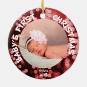 ベビーの初めてのクリスマスのパーソナライズな写真 セラミックオーナメント (裏面)