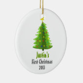 ベビーの初めてのクリスマスのパーソナライズな木のオーナメント セラミックオーナメント (右)
