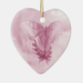 ベビーの初めてのクリスマスのピンクのアゲハチョウの蝶 セラミックオーナメント (右)