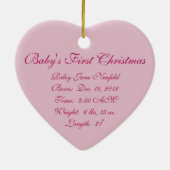 ベビーの初めてのクリスマスのピンクのアゲハチョウの蝶 セラミックオーナメント (裏面)