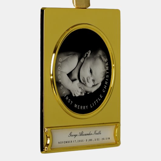 ベビーの初めてのクリスマスの休日の写真のオーナメント ゴールドプレートバナーオーナメント (右)