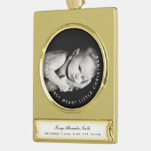 ベビーの初めてのクリスマスの休日の写真のオーナメント ゴールドプレートバナーオーナメント (左)