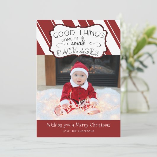 ベビーの初めてのクリスマスの休日の写真カード シーズンカード (スタンド正面)