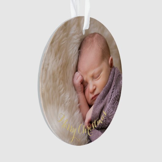 ベビーの初めてのクリスマスの作成1stフォト写真 オーナメント (正面)