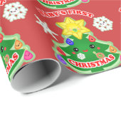 ベビーの初めてのクリスマスの光沢のある包装紙 ラッピングペーパー (ロールコーナー)