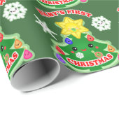 ベビーの初めてのクリスマスの光沢のある包装紙 ラッピングペーパー (ロールコーナー)