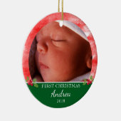 ベビーの初めてのクリスマスの円形のオーナメント セラミックオーナメント (右)