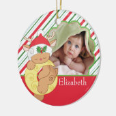 ベビーの初めてのクリスマスの写真のオーナメントのシカ セラミックオーナメント (左)