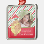 ベビーの初めてのクリスマスの写真のオーナメントのトナカイ メタルオーナメント (左)