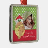 ベビーの初めてのクリスマスの写真のオーナメントのトナカイ メタルオーナメント (右)