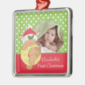 ベビーの初めてのクリスマスの写真のオーナメントのトナカイ メタルオーナメント (左)