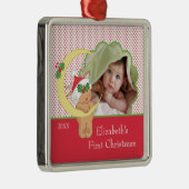 ベビーの初めてのクリスマスの写真のオーナメントのトナカイ メタルオーナメント (右)