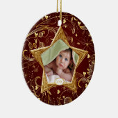 ベビーの初めてのクリスマスの写真のオーナメントの星の金ゴールド セラミックオーナメント (右)
