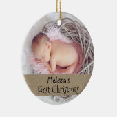ベビーの初めてのクリスマスの写真の休日 セラミックオーナメント (右)