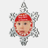 ベビーの初めてのクリスマスの写真は個人化なります スノーフレークピューターオーナメント (右)