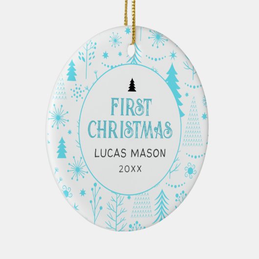 ベビーの初めてのクリスマスの写真モダン セラミックオーナメント (右)