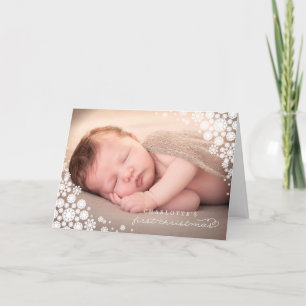 ベビーの初めてのクリスマスの冬の雪片の写真カード シーズンカード