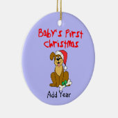 ベビーの初めてのクリスマスの小犬 セラミックオーナメント (右)