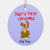 ベビーの初めてのクリスマスの小犬 セラミックオーナメント (左)
