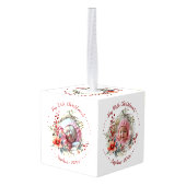 ベビーの初めてのクリスマスの花、果実の写真 キューブオーナメント (裏面アングル)