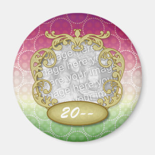 ベビーの初めてのクリスマスの赤い緑の黄色い点 マグネット