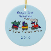 ベビーの初めてのクリスマスのChoo-Chooの列車 セラミックオーナメント (正面)