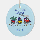 ベビーの初めてのクリスマスのChoo-Chooの列車 セラミックオーナメント (左)