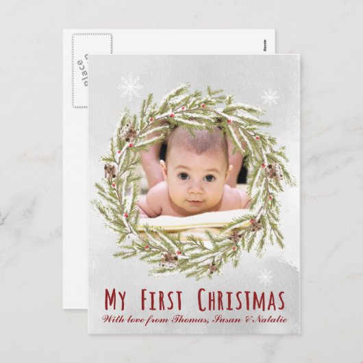 ベビーの初めてのクリスマスはがき（写真あり） シーズンポストカード (正面/裏面)